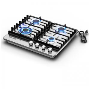 Cooktop a gás 60cm TOPWISH inox 4 queimadores selados 27400BTU conversível GN/GLP acendimento elétrico 110V