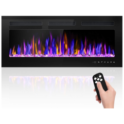 Lareira Elétrica de Embutir A43x101L com Controle Remoto e Temporizador, 110V, BETELNUT, Preta