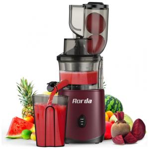 Extrator de Suco (Centrífuga) Masticador Aorda Cold Press 200W, Motor Silencioso, Dupla Boca, Ideal para Frutas e Legumes - Vermelho