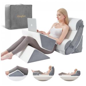 Conjunto de 6 Travesseiros Ortopédicos com Espuma de Memória para um Sono Confortável e Saudável, Kingfun, Cinza e Branco