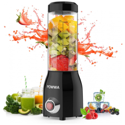 Liquidificador Portátil 500mL com um Botão à Prova Dágua IPX5, 110v, POWWA, Preto
