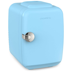 Mini Geladeira para Skincare 4 Litros Portátil, 12V, 110V, CROWNFUL CF PC4LBLK, Azul