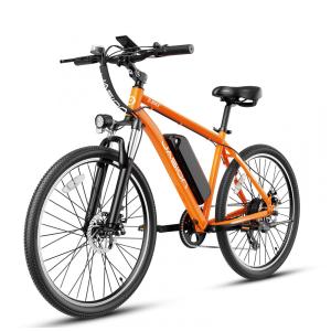 Bicicleta Elétrica Urbana Jasion EB5 26" Laranja | Motor 350W (Pico 500W), Bateria 36V 360Wh Removível, 7 Velocidades, 4 Modos de Condução