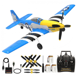 Avião de Controle Remoto de 4 Canais com Giroscópio de 6 Eixos com Sistema de Estabilização Automática e Acessórios, ANTSIR P51 Mustang