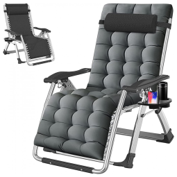 Zero Gravity Cadeira Reclinável Ajustável Gravidade Zero com Apoio de Cabeça, Cinza
