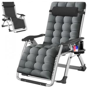Zero Gravity Cadeira Reclinável Ajustável Gravidade Zero com Apoio de Cabeça, Cinza