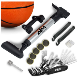 Bomba de Piso Ergonômica para Bicicleta com Medidor e Válvula Inteligente 120 PSI e com Kit Reparo, Pata, AIM HIGH PRO., Prateado