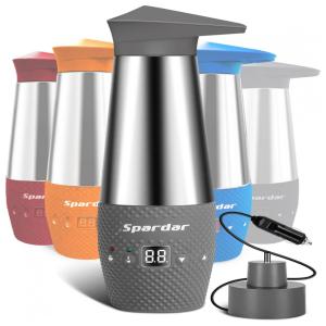 Chaleira Elétrica Temperatura no Visor LCD 12v Anti Derramamento e Vazamento 348ml Vermelho