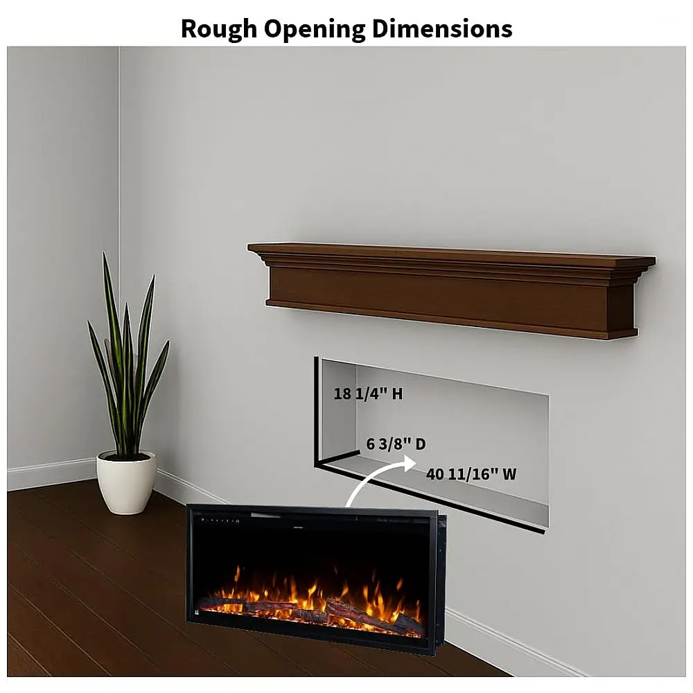 Lareira Elétrica Touchstone 107x48cm 1500W WiFi Alexa 6 Chamas LED Embutir 110V — foto 3