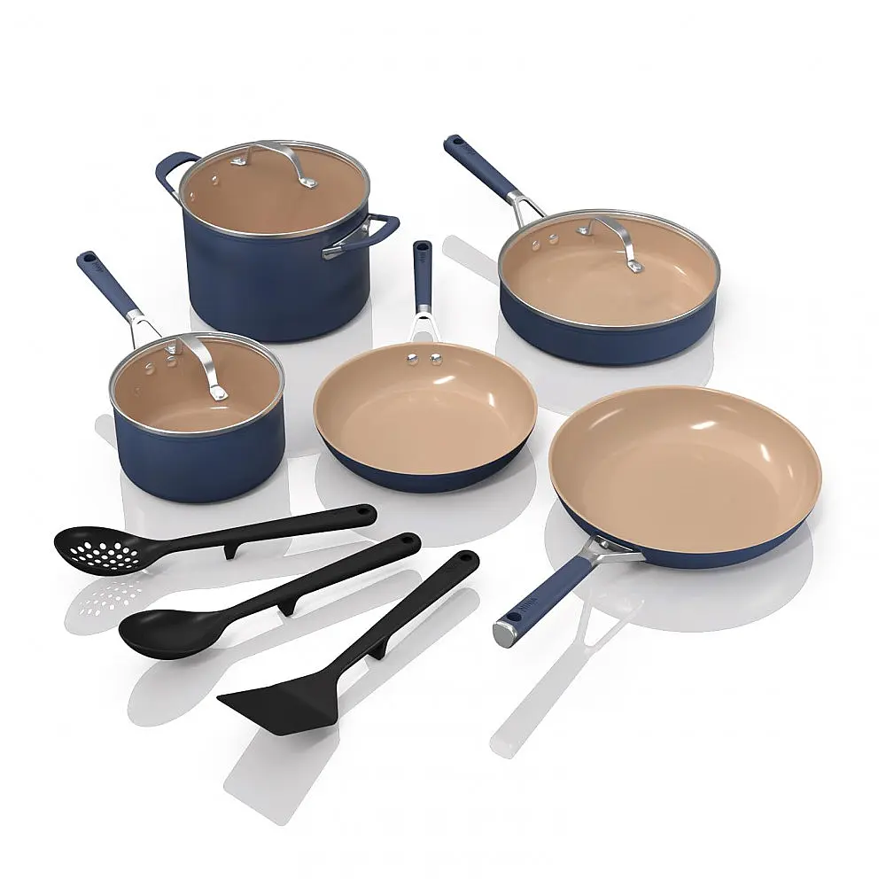 Conjunto de Panelas Ninja CW49011 Azul Marinho Cerâmica 11 Peças Antiaderente Indução 400°F
