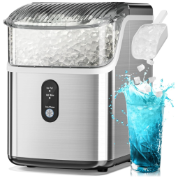 Máquina de Gelo que Produz 15 kg em 24H, Operação com Um Clique, Inclui Pá de Gelo e Cesto de Gelo, 110V, Electactic, Prata