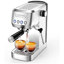 Máquina de Café Expresso em Aço Inoxidável com Bocal de Leite, 110V, CAVDLE, Prata
