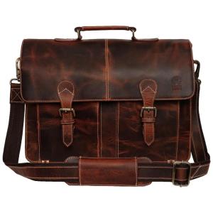 Rustic Town Bolsa, Maleta de Couro para Laptop Masculina