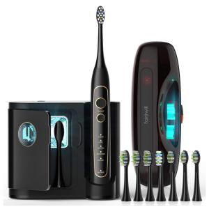 Escova Dental Elétrica Fairywill 5 Modos 8 Cabeças Carregável Preto