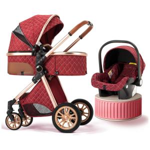 Carrinho de Bebê para Recém-Nascidos, Ajustável em Duas Direções e Dobrado Facilmente com um Clique, BEBECOSY, Vermelho