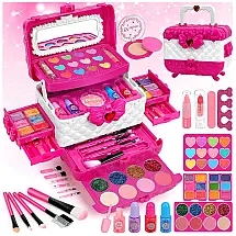 Kit de Maquiagem Infantil Lavável com 60 Peças para Crianças de 3 a 12 Anos, Teensymic Princesa, Rosa