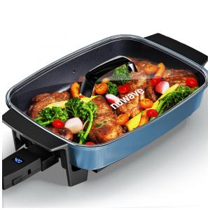 Panela Elétrica Skillet 7L Nuwave Medley XL Azul Digital Antiaderente Cerâmica PFAS Free com Tampa de Vidro 110V