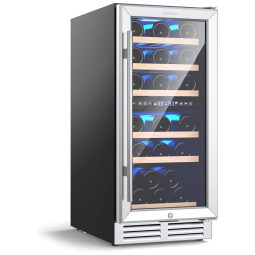 Adega Climatizada de Zona Dupla para 30 Garrafas, com Controle de Temperatura, 110V, COSTWAY, Prata