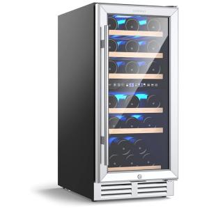Adega Climatizada de Zona Dupla para 30 Garrafas, com Controle de Temperatura, 110V, COSTWAY, Prata