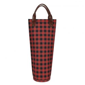 Sacola Térmica para Vinho Tirrinia, Prática e Estilosa, Ideal para Viagens e Piqueniques, Presente Ideal para Amantes de Vinho - Xadrez