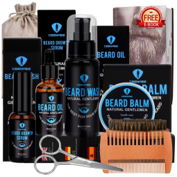 Kit para Barba Profissional Portátil com Cera e Pente, 6 Itens, CEENWES, Preto