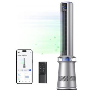 Ventilador de Torre e Purificador de Ar com Oscilação de 120°, 5 Velocidades, Baixo Ruído de 25 dB e Controle Remoto e APP, 110V, Dreo