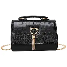 Moonlitt Bolsa Feminina de Ombro em Couro Sintético, Preta
