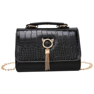 Moonlitt Bolsa Feminina de Ombro em Couro Sintético, Preta