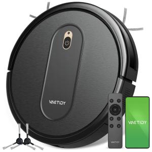 Aspirador de Pó Robô Vactidy T6 com Conexão via APP WI FI, Auto Carregamento e Super Silencioso, 110V, Preto