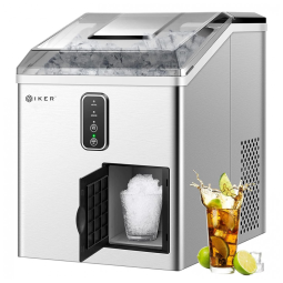 Máquina de Gelo até 14 kg em 24H Portátil em Aço Inoxidável, 700W, 110v, IKER, Prateado