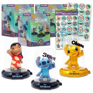 Kit 3 Lembrancinhas Lilo Stitch com 9 Mini Figuras Surpresa Domez para Crianças, Disney