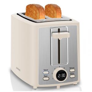 Torradeira Elétrica 2 Fatias com 7 Níveis de Tostagem e Visor LCD, 110V 900W, SEEDEEM, Creme Branco