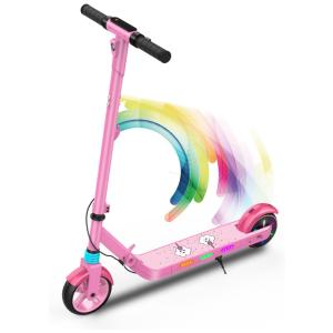 Patinete Elétrico para Crianças de 6 a 12 anos com Luzes LED, Peso Max 70kg, Aovopro, Rosa