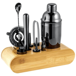 Kit Bn Profissional 7 Peças em Alumínio com Suporte de Bambu, Cor, VG, Preto