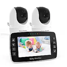 Babá Eletrônica com Câmera, Áudio, Visor LCD HD, 2x Zoom, Canções de Ninar, IKQIEOR, Branca