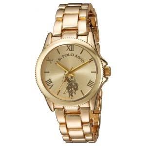 Relógio An de qartzo analógico feminino com alça de liga de oro, 7, U.S. POLO ASSN. USC40043, Dorado