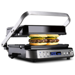 Churrasqueira Elétrica Grill Antiaderente com Placas Removíveis, 1600W, 110v, ARTESTIA, Prateado