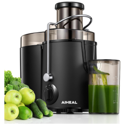 Centrífuga de Frutas e Vegetais com 3 Velocidades, 110V 400W, Aiheal, Preta