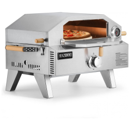 Forno de Pizza a Gás Portátil Aço Inoxidável com Termômetro e Pedra de Pizza, Razorri PZ12A, Prata