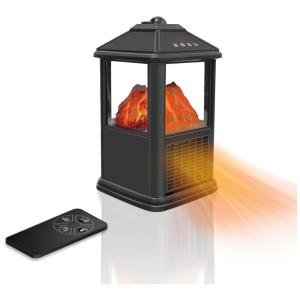 Mini Lareira Elétrica com Controle Remoto e Chamas 3D Ajustável, 900W, 110v, DAINIQUKANHAI, Preto