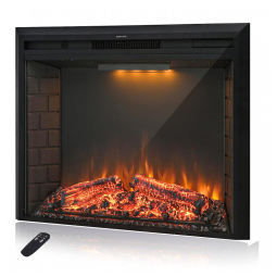 Lareira Elétrica Masar Flame de Embutir A62x83L com Controle Remoto e Som de Fogo, 1500W, 110v, MASARFLAME, Preto