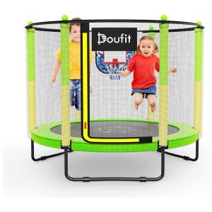 TR 05 Cama Elastica Infantil com Diâmetro e Cesta de Basquete para até 150 kg, DOUFIT, Verde
