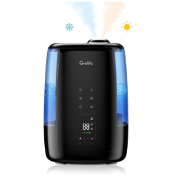 Umidificador Portátil Grelife 5L até 40H com Desligamento Automático e Visor Digital, Preto