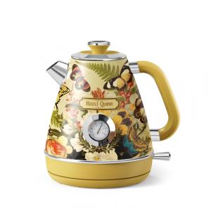 Chaleira Elétrica Hazel Quinn X Eduardo Recife Floral Retro 1,7L 1200W Inox 304 Termômetro Auto Desligamento Fervura Rápida 110V
