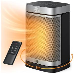 Aquecedor de Cerâmica Elétrico Portátil com Controle Remoto e Temporizador 12H, 1500W, 110v, DREO DR HSH004, Preto