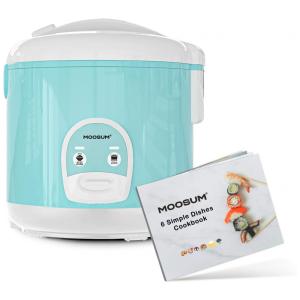 Panela de Arroz Elétrica 2,4 Litros em Aço Inoxidável com Vaporizador 110V, MOOSUM, Azul