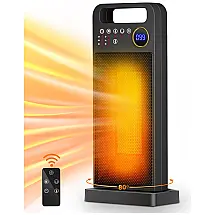 Aquecedor Elétrico Portátil com Termostato, Oscilação 80, 5 Modos e Temporizador, 110V 1500W, Merloly, Preto