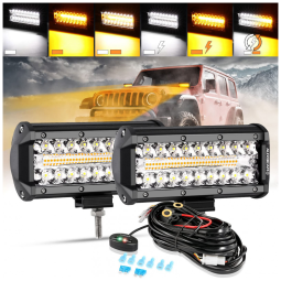 Barra LED Offroad com 30000 Lúmens e 6 modos Âmbar, 2Un, 300W, Auxbeam, Preto