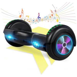 Hoverboard Elétrico Preto FLYING-ANT A02B, 16,5 cm Rodas, 10-16 km/h, Alcance 9,6 km, Bluetooth, LED’s Coloridos, Motor Dual 350W