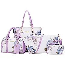Conjunto de Bolsas Femininas 6 Peças com Carteira, 2E youth, Cinza Estampado